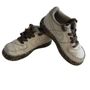 Nike Air Force 1 Low Toddler‎ Shoes White Speckled Sole Lace Up Kids Size 9C
